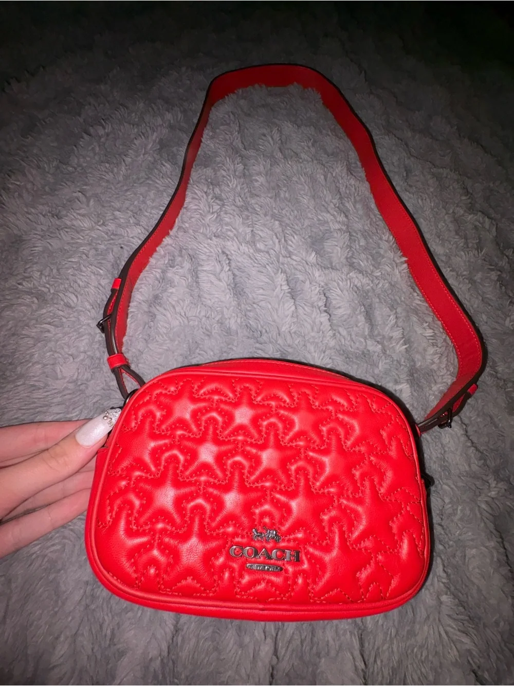 Coach Star-Quilted Red Leather Crossbody